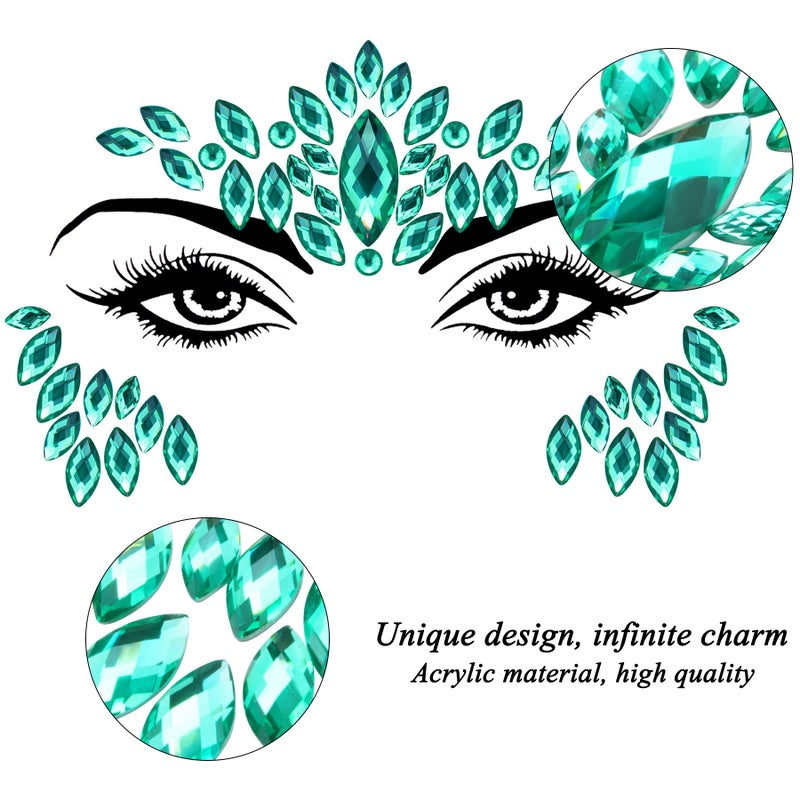 SIQUK 24 Sets Face Jewels Stickers Mermaid Face Gems Rave Face Crystal Rhinestone Face Jewel Gems for Festival Rave Carnival Party - Image 2